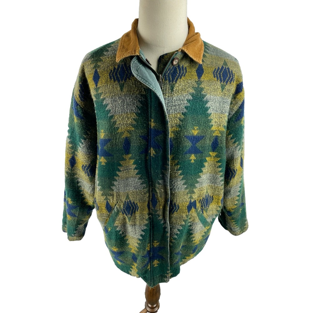 Vtg 80s 90s Southwest Aztec Navajo Reversible Zip Jacket Size M‎ (Fits L)